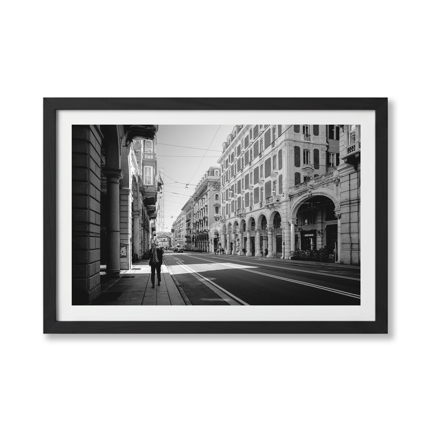 Smoke in Genoa black and white street photography in frame